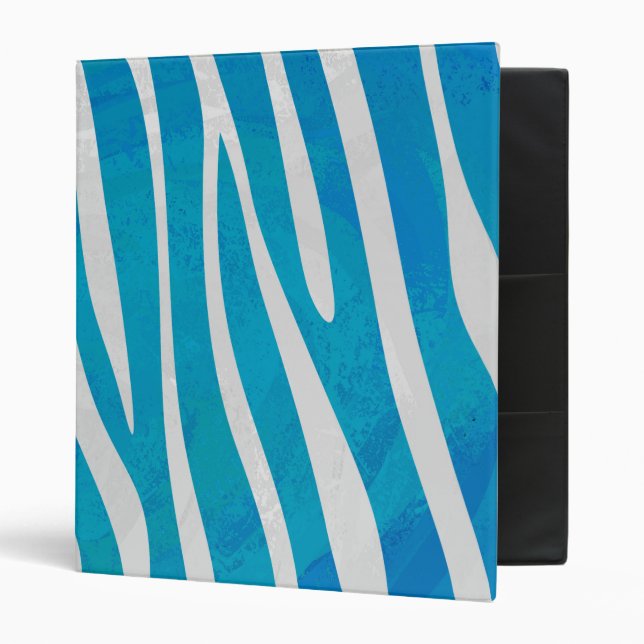 Zebra Blue and White Print 3 Ring Binder (Front/Inside)