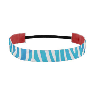 Zebra Blue and White Print Athletic Headband