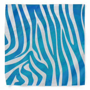 Zebra Blue and White Print Bandana