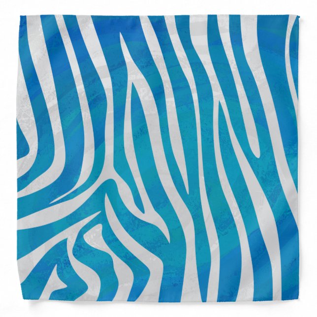 Zebra Blue and White Print Bandana (Front)