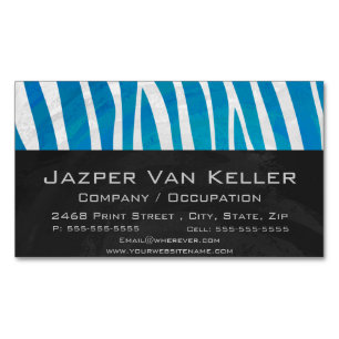 Zebra Blue and White Print Business Card Magnet