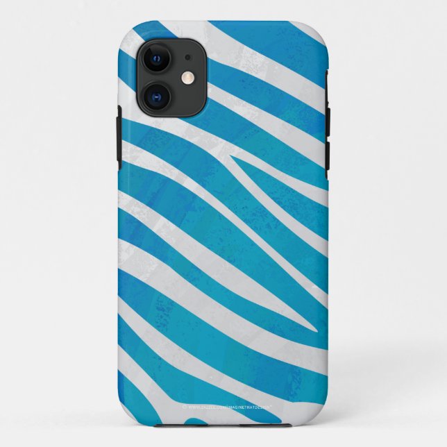 Zebra Blue and White Print Case-Mate iPhone Case (Back)