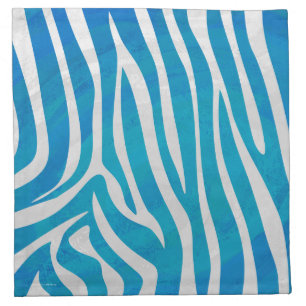 Zebra Blue and White Print Cloth Napkin