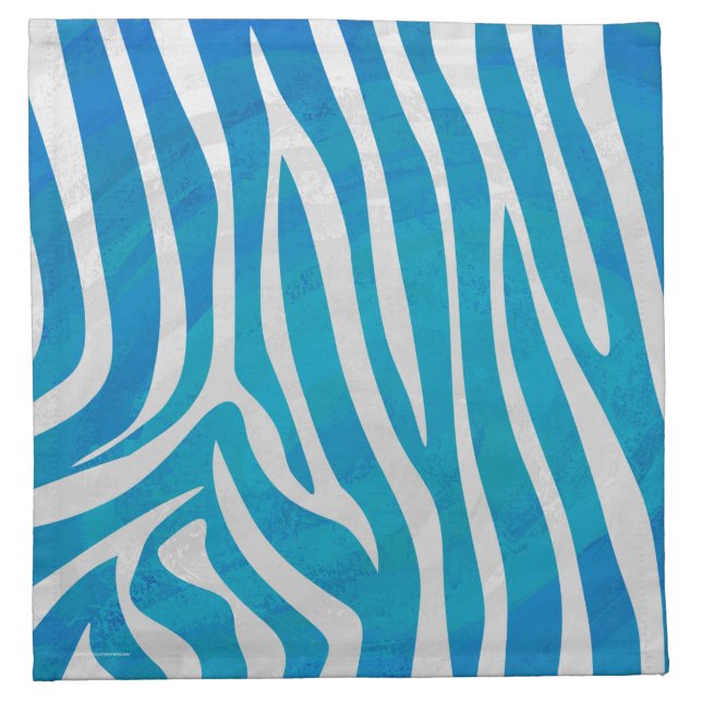 Zebra Blue and White Print Cloth Napkin (Front)