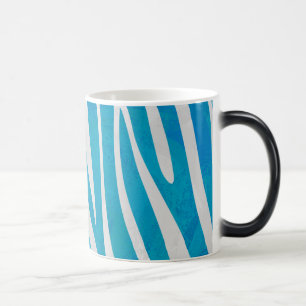 Zebra Blue and White Print Color Morph Mug