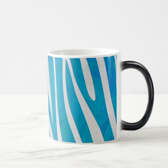 Zebra Blue and White Print Color Morph Mug (Right)