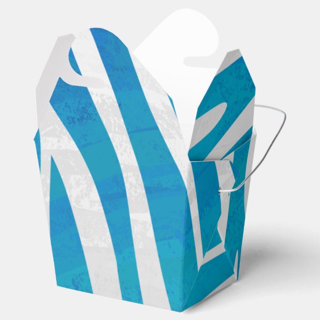 Zebra Blue and White Print Favor Boxes (Opened)