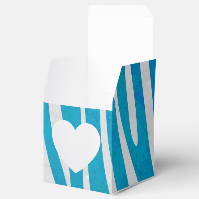Zebra Blue and White Print Favor Boxes (Opened)