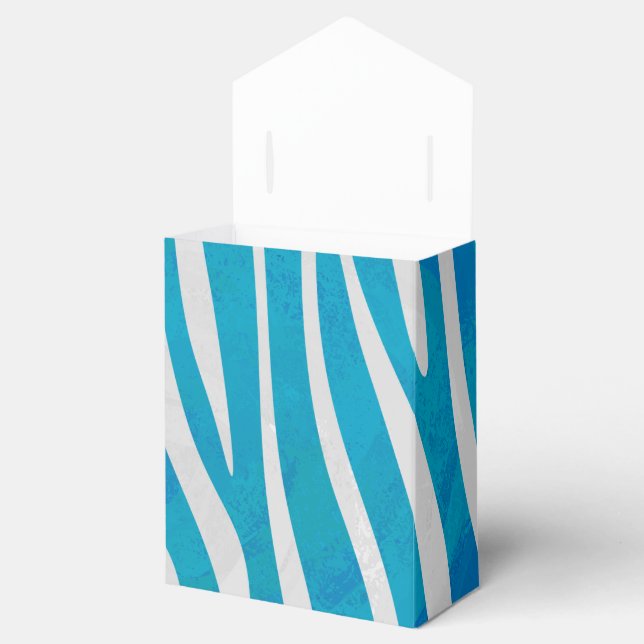 Zebra Blue and White Print Favor Boxes (Opened)