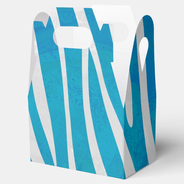 Zebra Blue and White Print Favor Boxes (Opened)
