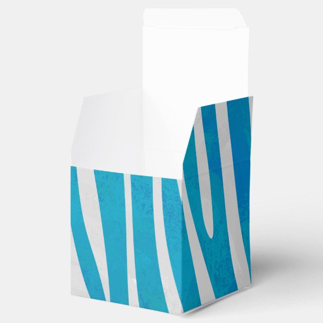 Zebra Blue and White Print Favor Boxes (Opened)