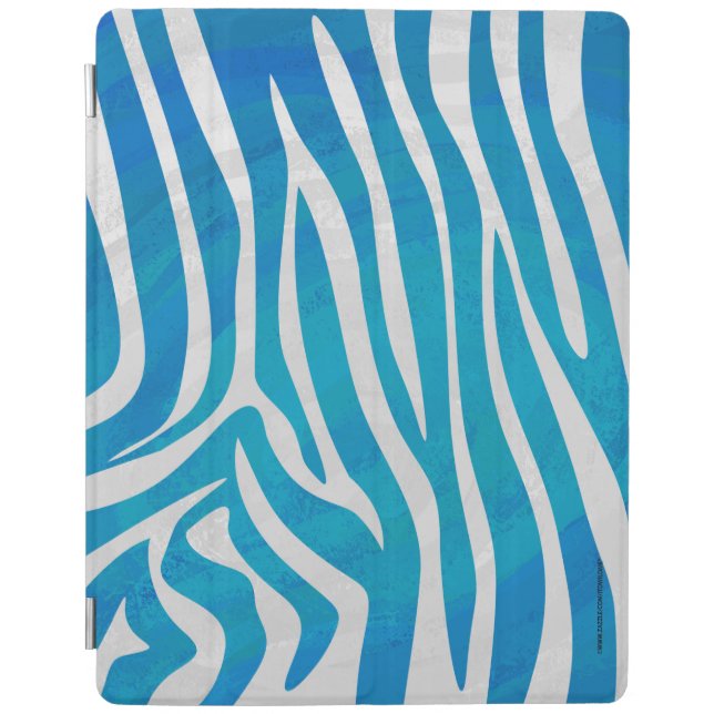 Zebra Blue and White Print iPad Smart Cover (Front)