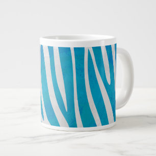 Zebra Blue and White Print Large Coffee Mug