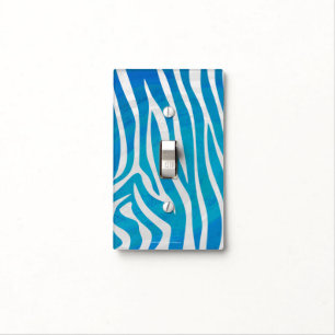Zebra Blue and White Print Light Switch Cover
