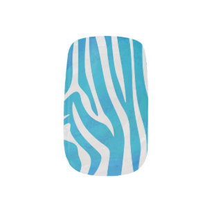 Zebra Blue and White Print Minx Nail Art