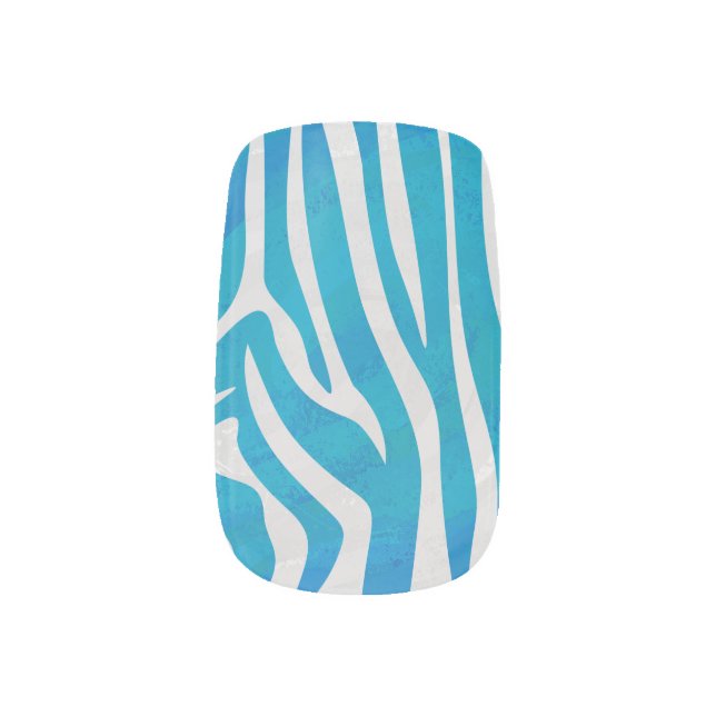 Zebra Blue and White Print Minx Nail Art (Left Thumb)
