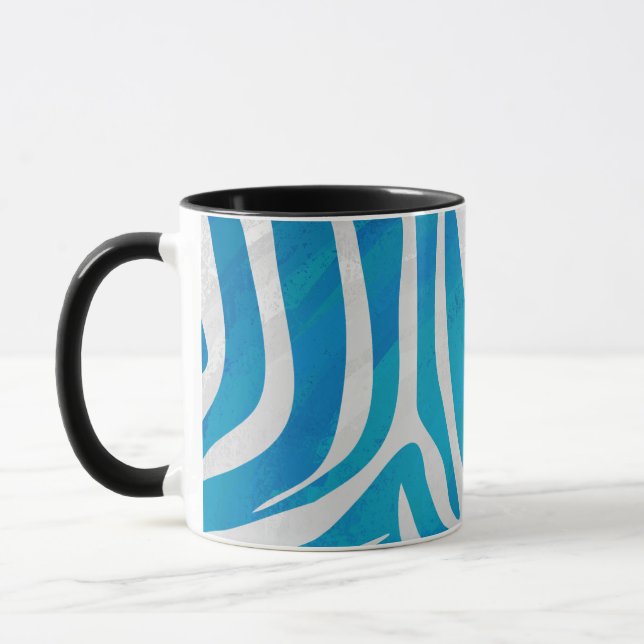 Zebra Blue and White Print Mug (Left)