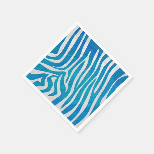 Zebra Blue and White Print Paper Napkins (Corner)