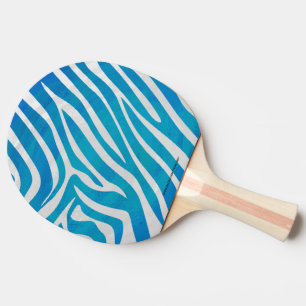 Zebra Blue and White Print Ping-Pong Paddle