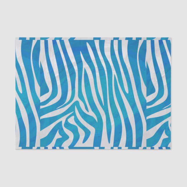 Zebra Blue and White Print Tissue Paper (Front)