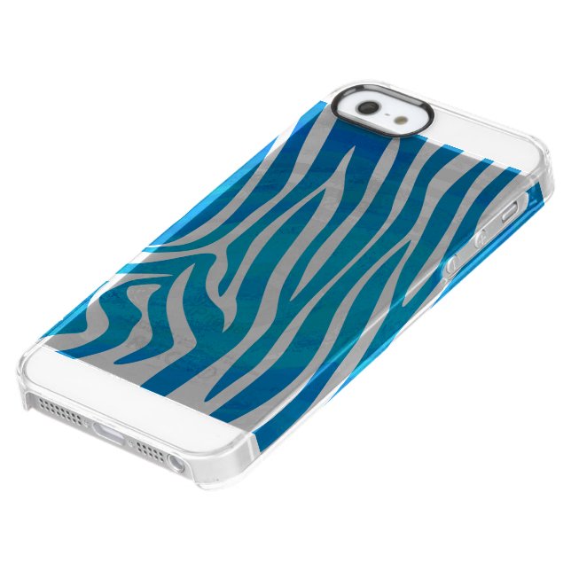 Zebra Blue and White Print Uncommon iPhone Case (Bottom)