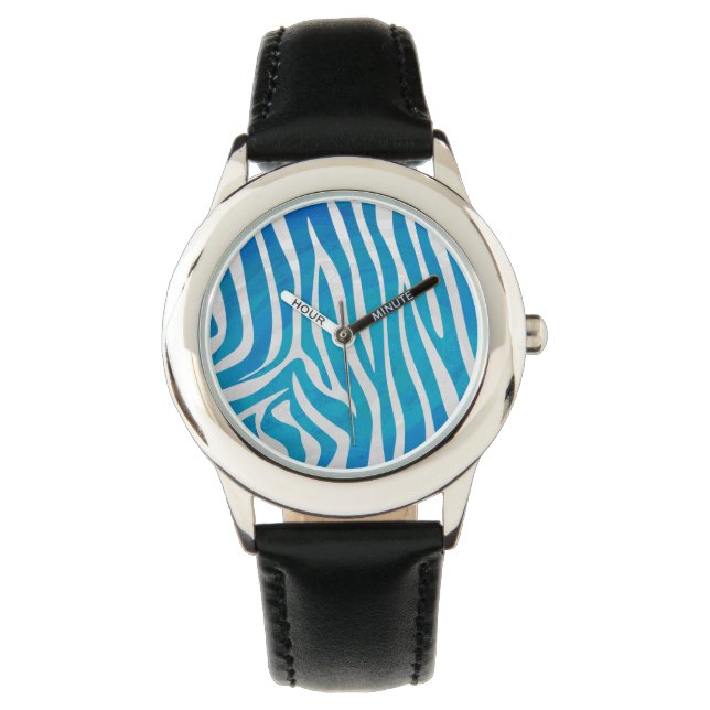 Zebra Blue and White Print Watch (Front)