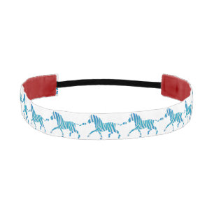 Zebra Blue and White Silhouette Athletic Headband
