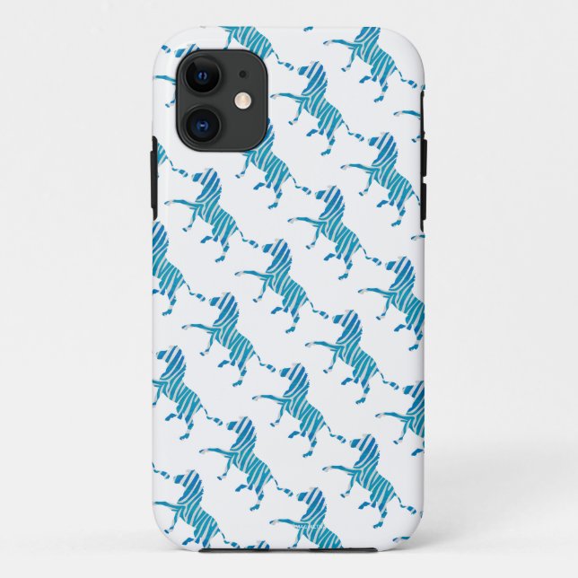 Zebra Blue and White Silhouette Case-Mate iPhone Case (Back)