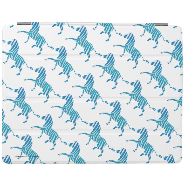 Zebra Blue and White Silhouette iPad Smart Cover (Horizontal)