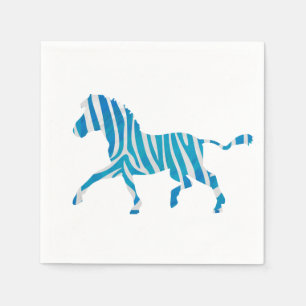 Zebra Blue and White Silhouette Paper Napkins