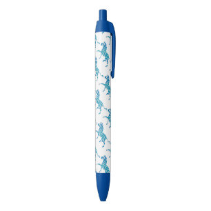 Zebra Blue and White Silhouette Pen