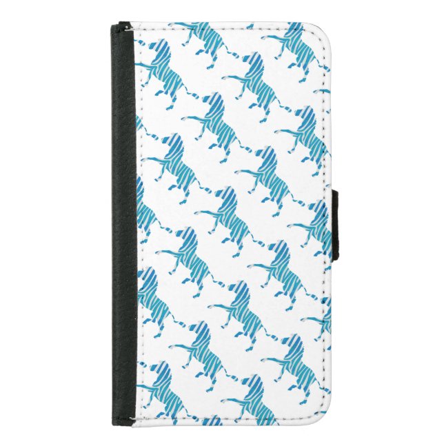 Zebra Blue and White Silhouette Samsung Galaxy Wallet Case (Front)