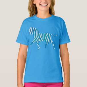Zebra Blue and White Silhouette T-Shirt