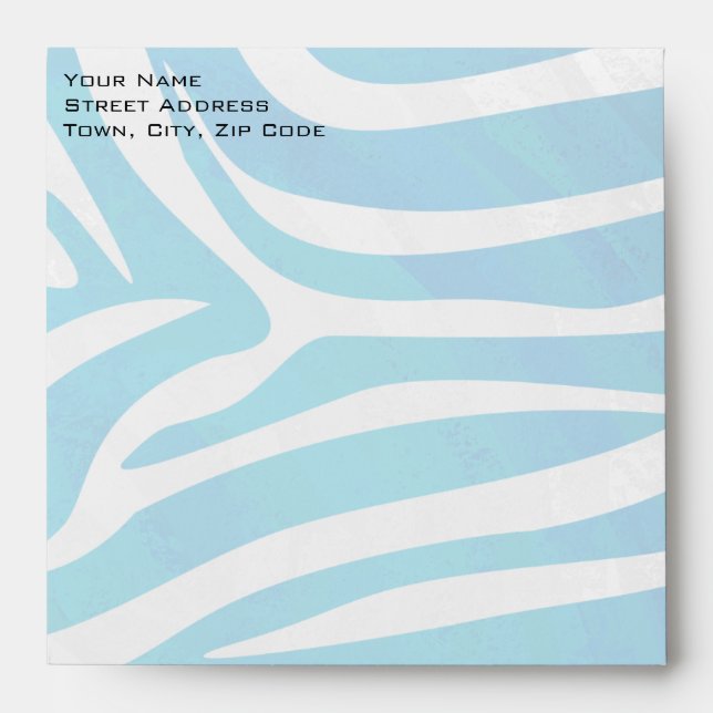 Zebra Blue and White with Monogram Envelope (Front)