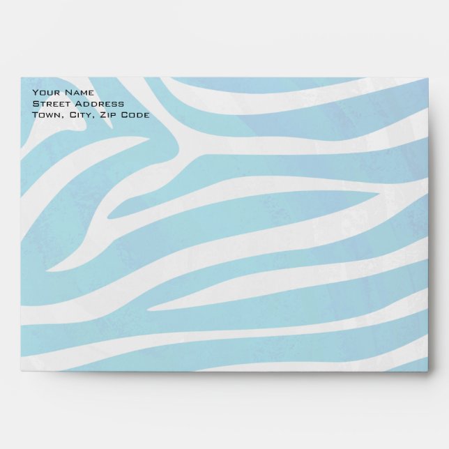 Zebra Blue and White with Monogram Envelope (Front)