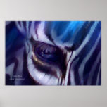 Zebra Blue Art Poster/Print Poster