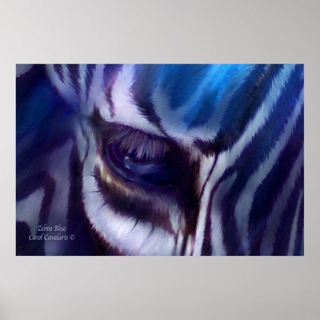 Zebra Blue Art Poster/Print Poster (Front)
