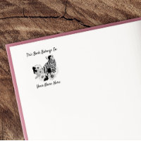 Zebra Blue Colorful Daisy Floral Bookplate