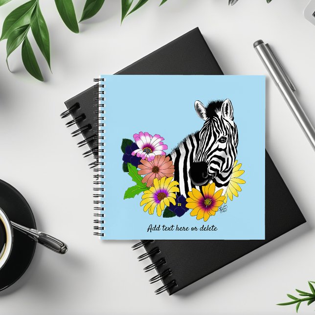 Zebra Blue Colorful Daisy Floral Wildlife Notebook (Creator Uploaded)