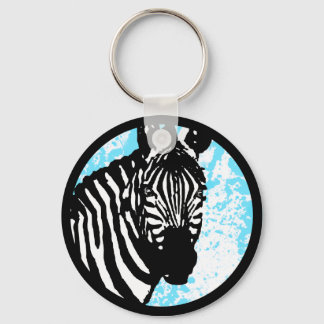 zebra. blue gruge. circle. keychain