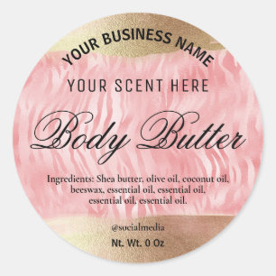 Zebra Body Butter Labels In Pink And Gold