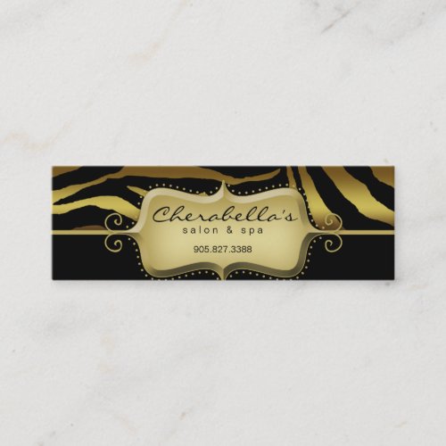 Zebra Bookmark Animal Gold Black Thank You Business Cards
