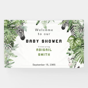 Zebra Botanical Baby Shower Welcome  Banner