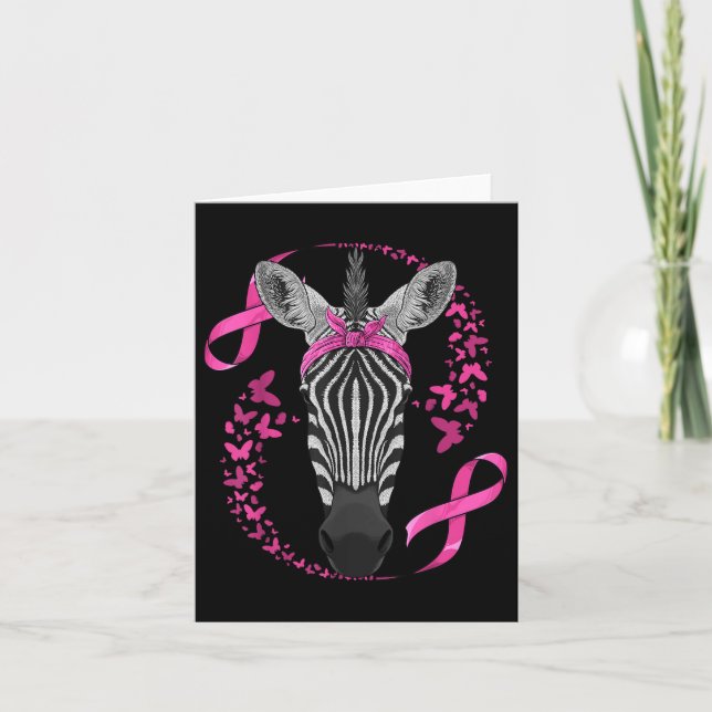 Zebra Breast Cancer Awareness Pink Bandana Cancer  Card (Front)