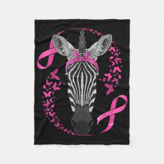 Zebra Breast Cancer Awareness Pink Bandana Cancer Fleece Blanket