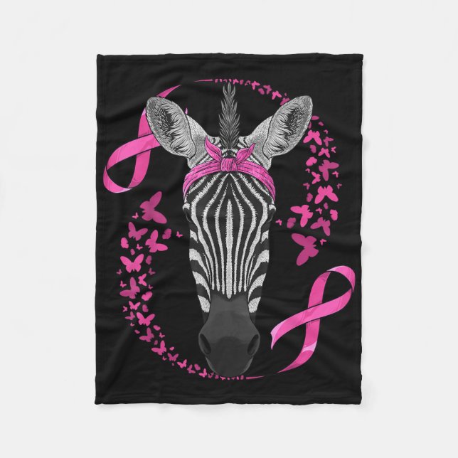 Zebra Breast Cancer Awareness Pink Bandana Cancer  Fleece Blanket (Front)