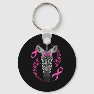 Zebra Breast Cancer Awareness Pink Bandana Cancer Keychain