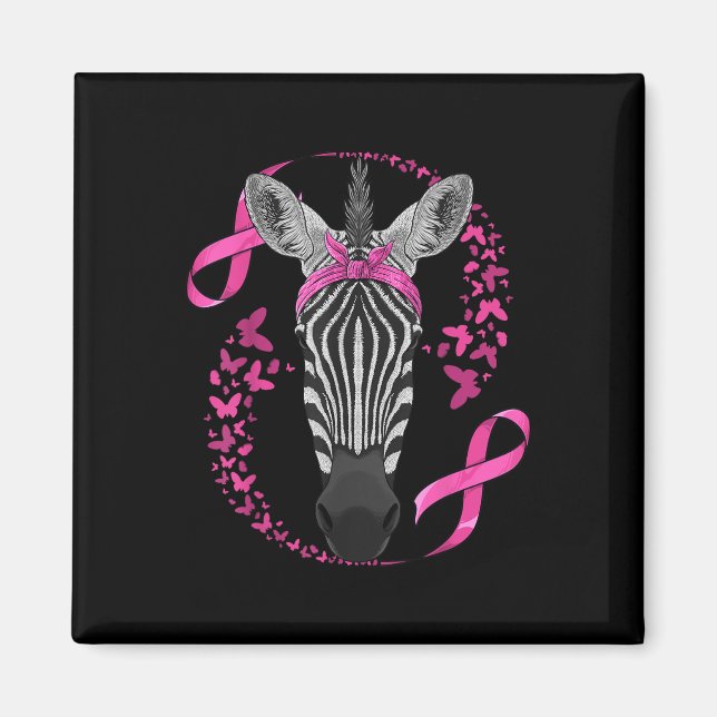 Zebra Breast Cancer Awareness Pink Bandana Cancer  Magnet (Front)
