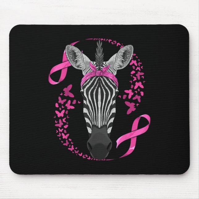 Zebra Breast Cancer Awareness Pink Bandana Cancer  Mouse Pad (Front)
