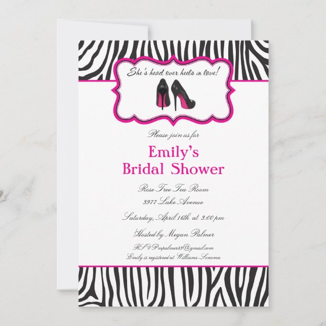 Zebra Bridal Shower Invitations (Front)